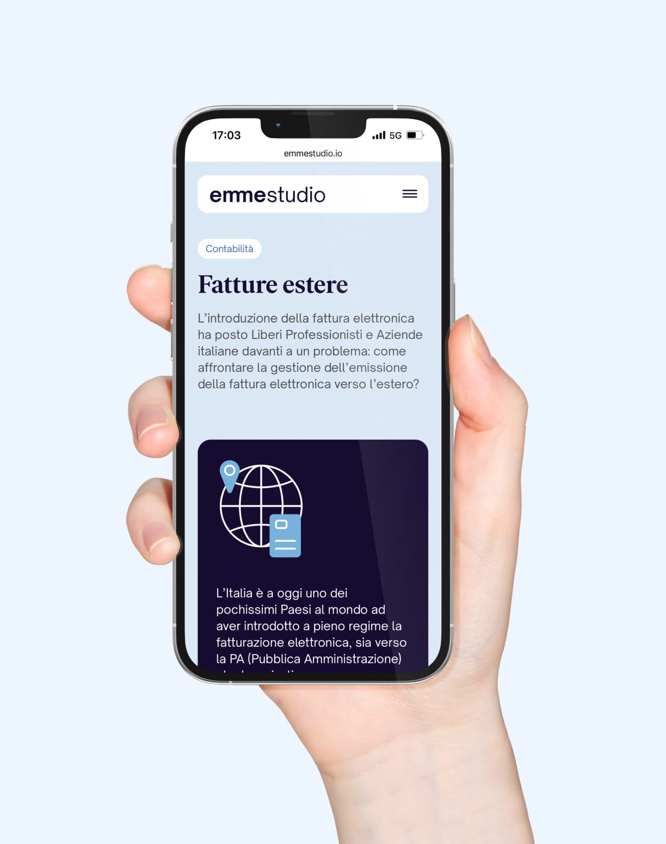 Emmestudio website mobile